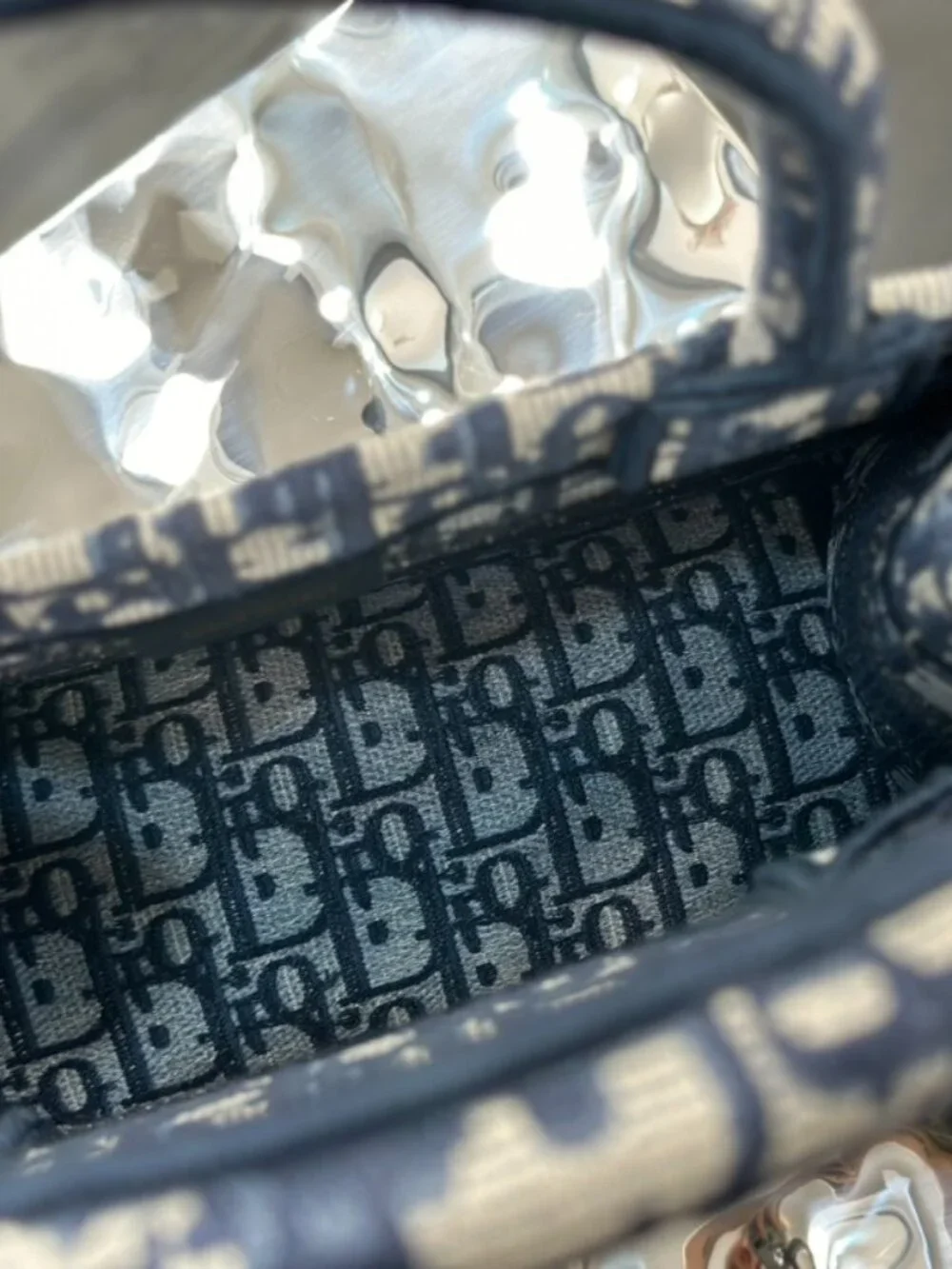 Dior Book Tote in Blue Oblique Embroidery